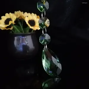 Camal de cristal de lámpara 1 PCS (105 mm) Verde de manzana de 38 mm Mesh Drop prismas Pendiente W/14 mm Anillo de plata octogonal Sollcatcher DIY