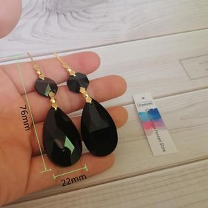 Lustre Cristal Camal 2pcs Noir 38mm Goutte Pendentif Prismes Suncatcher Éclairage Lampe Pièces Bowtie Pin Perles Guirlande Suspendue DIY