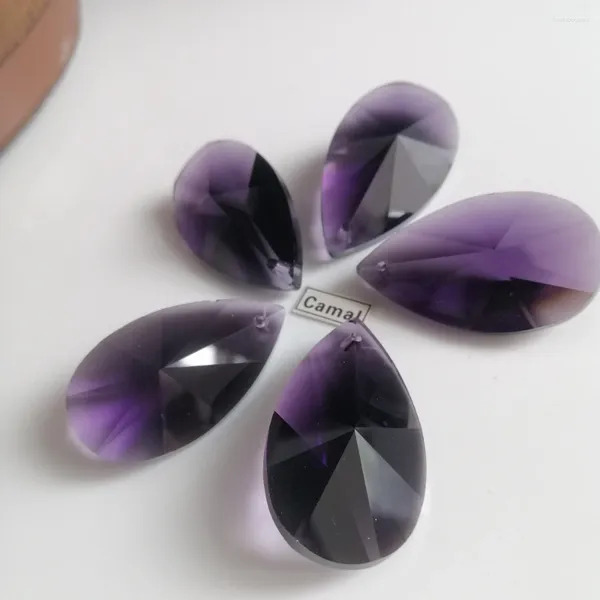 Lámpara de araña de cristal Camal, 5 uds., 38mm, violeta, colgante de gota en forma de pera, prismas colgantes, piezas de lámpara de iluminación, atrapasoles, boda, Hom