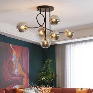 Kroonluchter kristal gekleurde glazen lampen moderne led voor woonkamer slaapkamer AC85-265V kunst binnen plafond zwart en goud