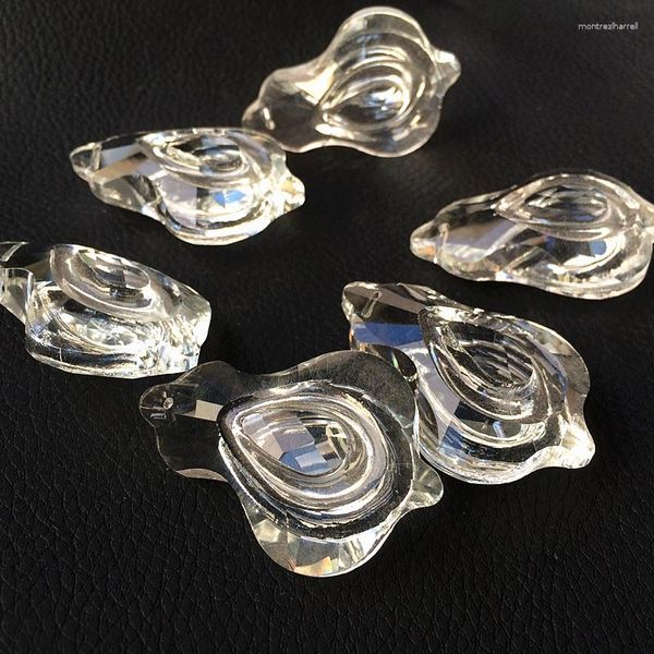 Pecio de fábrica de cristal de araña 20pcs 38 22 mm Clear K9 Shape de violín Pendientes (anillos libres) Piezas de lámpara de vidrio Sollcatter Ornament