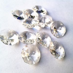 Lustre cristal anneaux gratuits 50pcs 20mm octogone perles dans 2 trous bricolage pièces de lumière en verre guirlande de remplacement brins accessoires
