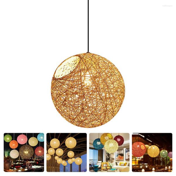 Lustre Cristal Lumière Lampe Rotin Plafond Pendentif Suspendu Tissage Luminairebasket Tissé Luminaires LED Globe Encastré Chambre Moderne