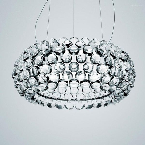 Candelier Crystal Sala de estar moderna Acrílico RS7 Luces colgantes de la bombilla Lustre Foscarini Caboche Dia35/50/65 cm Lámpara de oro transparente