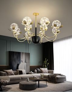 Kroonluchter kristal, nordic licht, led plafondlamp moderne lamp woonkamer, gouden gypsophila, hanglampen