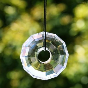 Kroonluchter kristal ronde laser gesneden glas kunst prisma gefacetteerde gat accessoires voor kroonluchters hangende ornament suncatcher ambachten