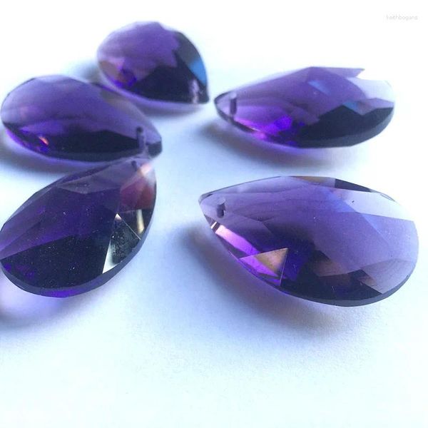 Lámpara de araña de cristal, venta de 50 unidades/lote, 38, 22mm, lámpara de pera facetada violeta, colgantes, piezas de vidrio, atrapamoscas de luz, gotas colgantes