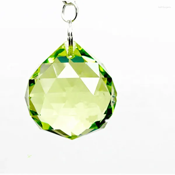 Lustre en cristal de qualité supérieure, 10 pièces/lot, boules à facettes vert Olive de 30mm (anneaux gratuits), pendentifs/pièces de lampe scintillants en verre
