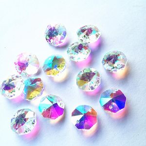 Lustre en cristal de qualité supérieure 200 pièces multicolore K9 verre octogone perles dans 2 trous (anneaux gratuits) pièces bricolage guirlande brins