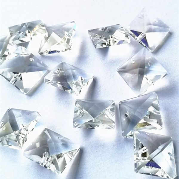 Lustre cristal Top qualité 300 pcs/lot 16mm clair carré perles rideau pièces bricolage guirlande brin décoration de la maison lustre