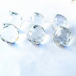 Lustre Crystal Top Quality 30mm 30pcs Balles à facettes transparentes Verre Lulle Sphheres Pièces de pendentif DIY MARIAGE X-MAS Décoration