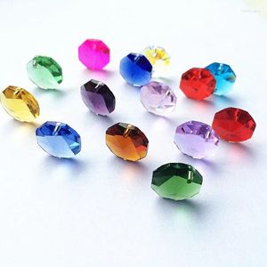 Chandelier Crystal Top qualité 30 pièces/lot multicolore 14mm K9 perles octogonales dans un trou en verre belles pierres accessoires de rideau décoration de la maison