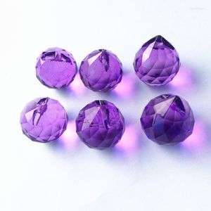 Lustre en cristal, vente entière, 100 pièces/lot, 20mm, couleur violette, boule de lampe à facettes, partie de rideau en verre, bricolage, pendentifs d'arbre de noël, décoration