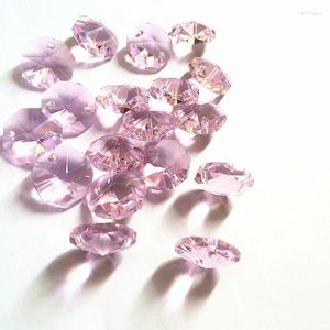 Kroonluchter Kristal Hele Verkoop Prijs 1000 stks/partij Roze 14mm Octagon Kraal Onderdelen Voor Guirlande Strand 2 Gaten Glas gordijn Accessoires