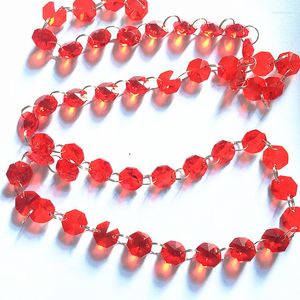 Lustre cristal gros 10 m/lot perles octogone rouge dans 2 trous bricolage guirlande brins pour pièces arbre de noël décoration suspendue