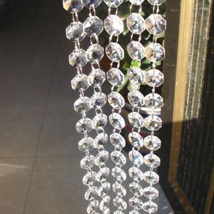 Lustre en cristal, anneau en argent K9, chaînes en verre, brins de perles octogonales de 14mm, décoration de rideau à faire soi-même, vente en gros, 15 M/Lot