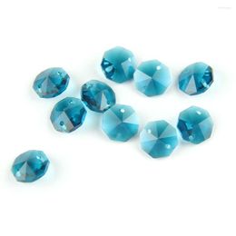 Lustre cristal Zircon bleu 14mm octogone perles avec 1 trou/2 trous éclairage lampe pièces brin composant pour la maison mariage bricolage