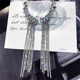 Kroonluchter lange kwastje volste strass vrouwen bijoux glanzende waterdruppel kristal oorbellen sieraden geschenken GC986