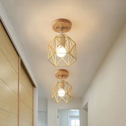 Chandelier TRAZOS Nordic LED Chandeliers For Corridor Modern Silver metal Wooden E27 Gold Black Birdcage Lampshade Connect Ceiling Directly 221203