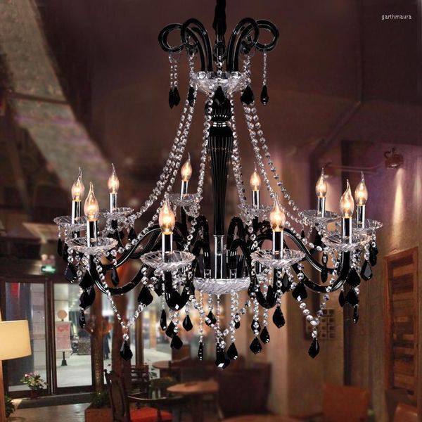 Candelabros 10 piezas araña negra antigua luz de cristal para Bar Café centro comercial cocina lámpara colgante Led Candelabro