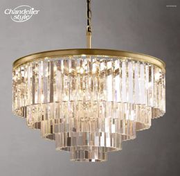 Lustres 1920 Odéon Rond Moderne Rétro LED Clair Fumée Cristal Niveaux Lampes Lustre Ferme Chambre Salon Lumières Déco