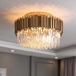 Candelabros 2022 Araña de cristal de lujo Accesorios de iluminación LED redondos de oro moderno para el interior del hogar