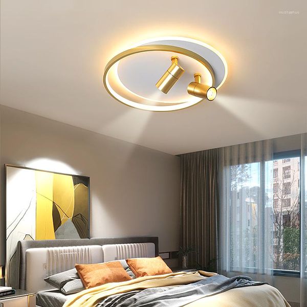 Lustres 2022 lustre Led moderne avec projecteur pour chambre salle à manger rond acrylique plafonnier noir lumières intérieures