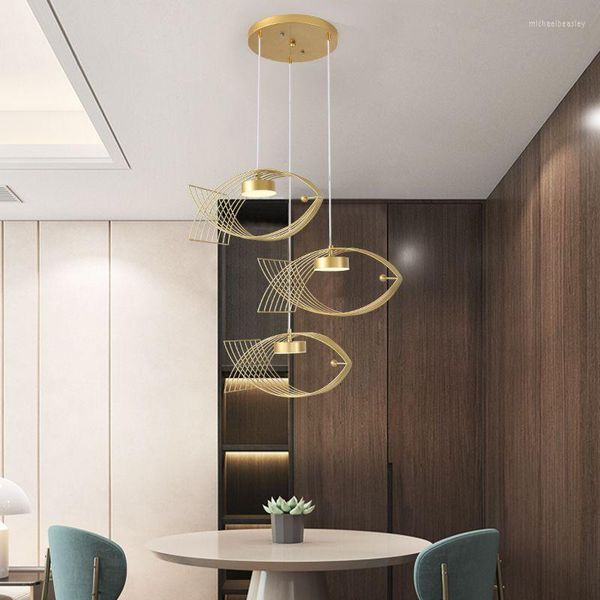 Lustres 2023 salle à manger lustre créatif en forme de poisson lumières Pot lampe fer Art décoratif plafonnier