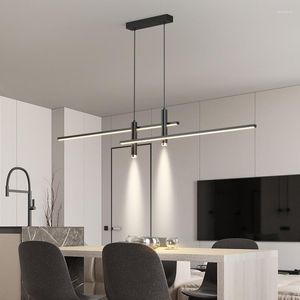 Kroonluchters 2023 Eettafel LED Hanglamp Zwart goud Minimalistisch voor keukenkamer Kroonluchter Home Decor verlichting Lustering Lustering