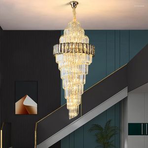 Lustres 2023 El Lobby Lustre En Cristal Escalier Décor Moderne Lampe De Luxe Cristal Éclairage Intérieur Grand Pour Hauts Plafonds