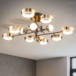 Lustres 2023 Style de luxe moderne Design LED lustre pour salon chambre lampe salle à manger cuisine plafond or luminaires
