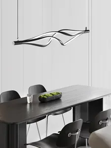 Lustres 2023 Lustre minimaliste moderne avec corde horizontale suspendue noir pendentif LED lampe salle à manger salon cuisine île éclairage