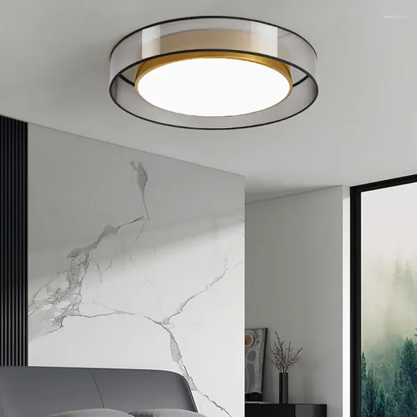 Lustres 2024 cuivre moderne Style nordique LED plafonnier pour chambre salon salle à manger cuisine lustre or rond Design lumière