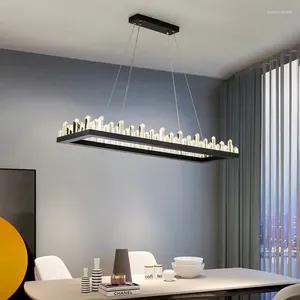Lustres 2024 LED moderne Dimmable plafond lustre chambre salon salle à manger Luminaire noir blanc cristal