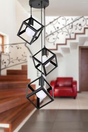 Kroonluchters 3 stuks moderne kubusvormige kroonluchter huis woonkamer keuken plafond hangende luxe metalen verlichting en accessoire
