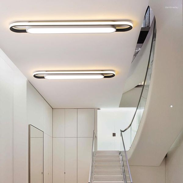 Candelabros 400/600/800 mm Lámpara LED moderna para dormitorio Pasillo Foyer Accesorios pintados en blanco y negro 90-260V