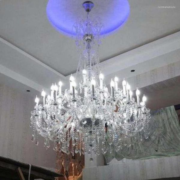 Lustres 45 pcs énorme plafond suspendu lustre cristal pendentif luminaire El éclairage grand LED pour salon E14 lampe