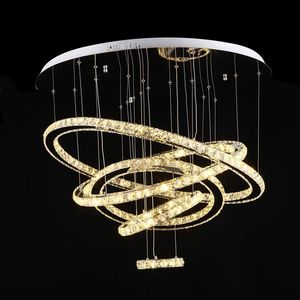 Kroonluchters 5 ringen rond luxe moderne led K9 Crystal ChandeliesRs lichten voor lobbylampen woonkamerverlichting