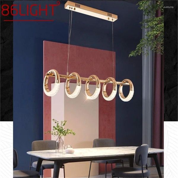 Lustres 86 lumières lustre nordique luminaires lampes suspendues modernes cinq anneaux LED maison pour la décoration