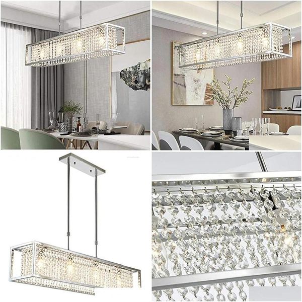 Lustres après cristal léger rectangar salon luxe modern cafe bar restaurant lustre lampe chrome drop liviling lumières li dh4ma