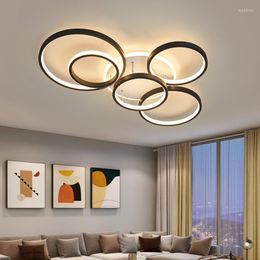 Kroonluchters Alexa Smart Home Modern plafond kroonluchter voor dineren Woonkamer Slaapkamer Keuken LED-lichten AC85-260V Zwart/Gold