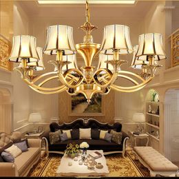 Lustres tous cuivre lustre de style européen lampe de salon de style américain pour chambre à coucher villa el club rétro les lumières