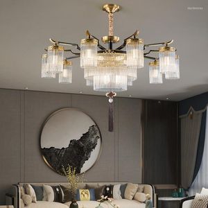 Lustres Tout Lustre En Cuivre Éclairage Luxueux El Hall Salon Suspension En Cristal Moderne Restaurant Chambre LED Suspension