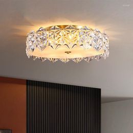 Lustres tout cuivre lumière luxe cristal lampe postmoderne minimaliste chambre plafond chaud créatif flocon de neige lampes nordiques