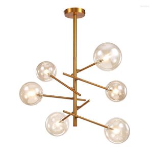 Lustres Ambre LED Boule De Verre Moderne Or Suspension Pour Cuisine Salle Bar Restaurant Lustre Café Boutique Bureau Suspension Lumière