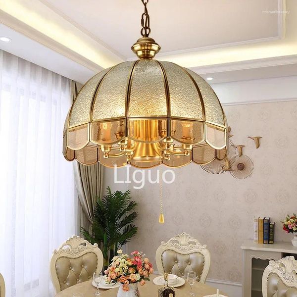 Lustres lustre en cuivre américain pour chambre à manger couloir vintage de style européen bar balcon pendant éclairage luminaire