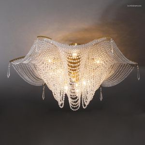 Lustres Américain Plein Cuivre Cristal Pendentif Lumières Luminaire Européen Luxueux Bronze Lampes Salon Maison Éclairage Intérieur