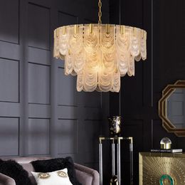 Kroonluchters Amerikaanse luxe koperen glazen kristal kroonluchter Led Chandelie Post moderne retro woonkamer eetkamer slaapkamer plafondlamp