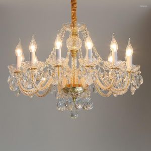 Kroonluchters American Metal Candle Crystal Chandelier Golden Living Room Slaapkamer Restaurant Lamp El Internet Cafe Decoratie