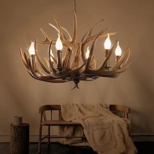 Lustres Américain Résine Bougie Antler Lustre Europe Corne De Cerf Luminaires Vintage Cuisine Pour Les Chambres